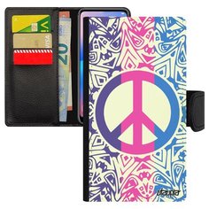 Чехол-книжка на смартфон Эпл Айфон 8 Плюс уникальный дизайн Peace and Love Мандала Рисунок Utaupia