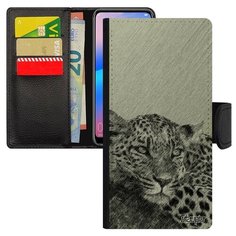 Чехол книжка на смартфон Хуавей P20 Про оригинальный дизайн Леопард Кошачьи Африка Utaupia