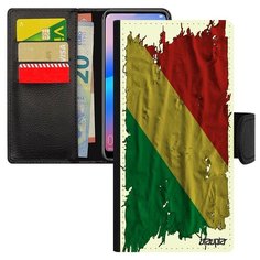 Чехол книжка на смартфон Samsung Galaxy A10, "Флаг Конго Браззавиль на ткани" Страна Utaupia