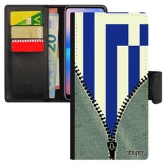 Чехол-книжка на смартфон Samsung Galaxy S8, "Флаг Греции на молнии" Страна Патриот Utaupia