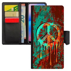 Чехол книжка на смартфон Samsung Galaxy A10 оригинальный дизайн Peace and Love Пацифизм Utaupia