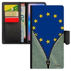 Чехол-книжка на смартфон Galaxy S8, "Флаг Европы на молнии" Путешествие Страна Utaupia
