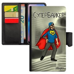 Чехол книжка на смартфон Эпл Айфон 8 Плюс уникальный дизайн Супербайкер Мотобайкер Комикс Utaupia