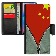 Чехол книжка на смартфон P30 Lite, "Флаг Китая на молнии" Страна Патриот Utaupia