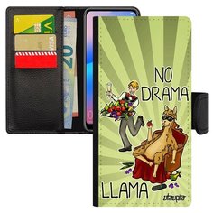 Чехол книжка на смартфон Самсунг Галакси A50 оригинальный дизайн No drama lama Юмор Комикс Utaupia