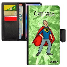 Чехол книжка на смартфон Самсунг Галакси S7 оригинальный дизайн Супердед Герой Семья Utaupia