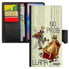 Чехол-книжка на смартфон Самсунг Галакси S8 оригинальный дизайн No prob lama Комичный Прикол Utaupia