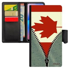 Чехол книжка на смартфон P20 Lite, "Флаг Канады на молнии" Патриот Государственный Utaupia