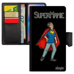 Чехол книжка на смартфон Apple iPhone XS оригинальный дизайн Супербабуля Супергерой Юмор Utaupia