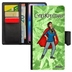 Чехол-книжка на смартфон Хуавей P20 Лайт оригинальный дизайн Суперкрестная Супергерой Мама Utaupia