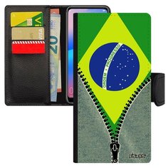 Чехол-книжка на смартфон Galaxy A10, "Флаг Бразилии на молнии" Туризм Путешествие Utaupia