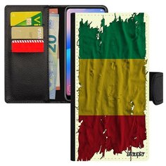 Чехол-книжка на смартфон Galaxy S8, "Флаг Гвинеи на ткани" Патриот Государственный Utaupia
