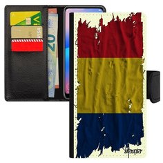Чехол-книжка на смартфон Samsung Galaxy S8, "Флаг Румынии на ткани" Патриот Страна Utaupia