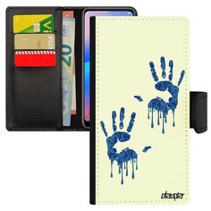 Чехол книжка на смартфон Huawei P20 Lite французский дизайн Отпечаток ладони Радуга След Utaupia
