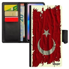 Чехол книжка на смартфон Samsung Galaxy A40, "Флаг Турции на ткани" Страна Utaupia