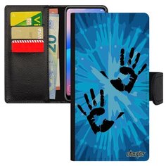 Чехол книжка на смартфон Самсунг Галакси S8 оригинальный дизайн Отпечаток ладони След Радуга Utaupia