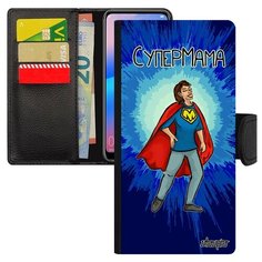 Чехол-книжка на смартфон Самсунг Галакси A50 французский дизайн Супермама Веселый Мамуля Utaupia