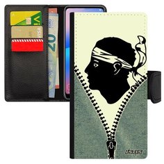 Чехол книжка на смартфон P20 Lite, "Флаг Корсики на молнии" Государственный Путешествие Utaupia