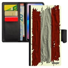 Чехол книжка на смартфон Samsung Galaxy A40, "Флаг Австрии на ткани" Государственный Патриот Utaupia