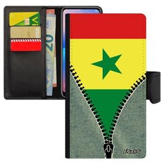 Чехол-книжка на смартфон Apple iPhone XS, "Флаг Сенегала на молнии" Туризм Патриот Utaupia