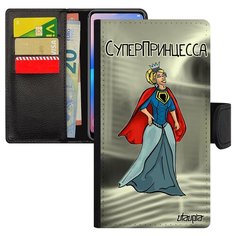 Чехол книжка на смартфон Ксиаоми Редми Нот 6 Про французский дизайн Суперпринцесса Комикс Utaupia