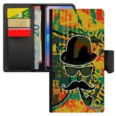 Чехол книжка на смартфон Huawei P20 Lite оригинальный дизайн Мистер усы Котелок Имидж Utaupia