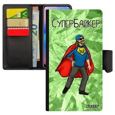 Чехол книжка на смартфон Эпл Айфон X уникальный дизайн Супербайкер Рисунок Мотобайкер Utaupia