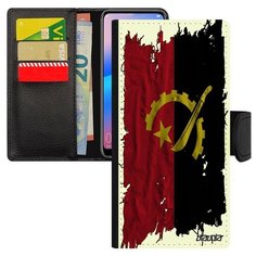 Чехол-книжка на смартфон Galaxy A50, "Флаг Анголы на ткани" Государственный Utaupia