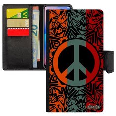 Чехол-книжка на смартфон Xiaomi mi 8 lite уникальный дизайн Peace and Love Рисунок Мандала Utaupia
