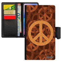 Чехол книжка на смартфон Эпл Айфон 7 Плюс оригинальный дизайн Peace and Love Мандала Utaupia