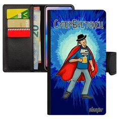 Чехол-книжка на смартфон Эпл Айфон XR уникальный дизайн Супербретонец Супергерой Комикс Utaupia