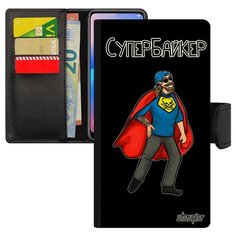 Чехол-книжка на смартфон Эпл Айфон XR оригинальный дизайн Супербайкер Супергерой Мотобайкер Utaupia