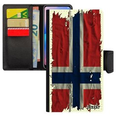 Чехол-книжка на смартфон Apple iPhone 7 Plus, "Флаг Норвегии на ткани" Страна Utaupia