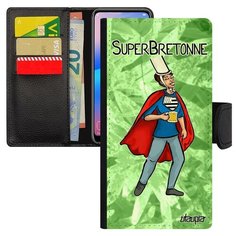 Чехол-книжка на смартфон Хуавей P20 Лайт уникальный дизайн Супербретонка Шутка Юмор Utaupia