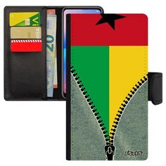 Чехол книжка на смартфон Apple iPhone 7, "Флаг Гвинеи Бисау на молнии" Путешествие Туризм Utaupia