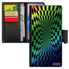 Чехол книжка на смартфон Samsung Galaxy S7 Edge оригинальный дизайн Иллюзия шахмат Квадраты Utaupia