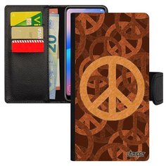 Чехол книжка на смартфон Samsung Galaxy A40 французский дизайн Peace and Love Символ Utaupia