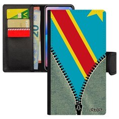 Чехол-книжка на смартфон Redmi note 6 Pro, "Флаг Конго Киншаса на молнии" Туризм Utaupia