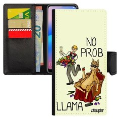 Чехол-книжка на смартфон Xiaomi Redmi 6a оригинальный дизайн No prob lama Комичный Шутка Utaupia