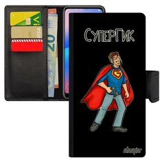Чехол книжка на смартфон Samsung Galaxy A40 французский дизайн Супергик Рисунок Супергерой Utaupia