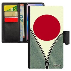 Чехол-книжка на смартфон Redmi note 6 Pro, "Флаг Японии на молнии" Страна Туризм Utaupia
