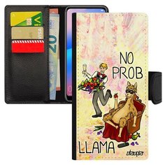 Чехол-книжка на смартфон Ксиаоми Редми 6а уникальный дизайн No prob lama Super lama Прикол Utaupia