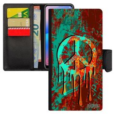 Чехол книжка на смартфон Samsung Galaxy A40 оригинальный дизайн Peace and Love Пацифизм Utaupia