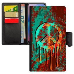 Чехол-книжка на смартфон Эпл Айфон XS французский дизайн Peace and Love Стрит-арт Пацифизм Utaupia