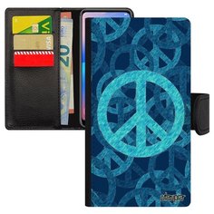 Чехол-книжка на смартфон Самсунг Галакси S7 оригинальный дизайн Peace and Love Мир и Любовь Utaupia