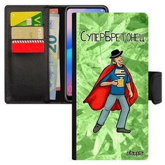 Чехол книжка на смартфон Самсунг Галакси A50 уникальный дизайн Супербретонец Веселый Бретань Utaupia