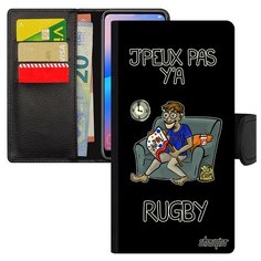 Чехол-книжка на смартфон Samsung Galaxy A40, "Не могу - смотрю регби!" Спорт Карикатура Utaupia