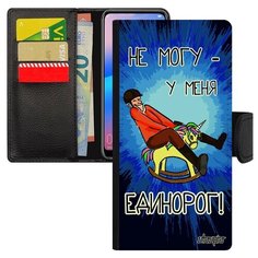 Чехол книжка на смартфон Galaxy A50, "Не могу - у меня единорог!" Комикс Сказка Utaupia