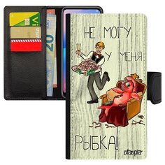 Чехол-книжка на смартфон Galaxy A5 2017, "Не могу - у меня красная рыбка!" Карикатура Шутка Utaupia