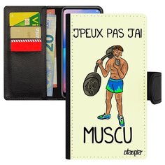 Чехол книжка на смартфон Apple iPhone 8, "Не могу - у меня бодибилдинг!" Комикс Карикатура Utaupia